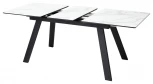 Стол Морис 140 БЕЛЫЙ МРАМОР САТИНАТ, стекло / черный