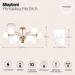 Потолочная люстра на штанге Maytoni Erich MOD221PL-10G (220V, шарики)