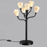 Настольная лампа Odeon Light Gardi 5090/6T черный матовый/белый/фарфор G4 LED 6*5W (220V, выключатель, цветы)