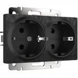 Розетка двойная с заземлением (hammer черный) Werkel W1272008 (a052050)