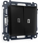 Комплект механизма Ambrella Volt 2-клавишного выключателя с подсветкой 5600K ALFA MA804015 Черный матовый QUANT