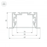Профиль с экраном S2-LINIA69-F-2500 ANOD+OPAL (Алюминий) 021177 Arlight