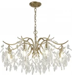 Подвесная люстра Favourite Brillo 3003-9P (220V, хрусталь, на цепи, лепестки, листья, ветки)