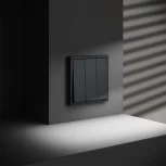 Выключатель трехклавишный (графит) Voltum S70 VLS030107