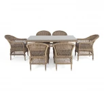 Обеденная группа из искусственного ротанга на 6 персоны, цвет соломенный 4SIS Амароне AmC6T-7-SET