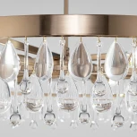 Подвесная люстра Wi-Fi на штанге хрустальная Eurosvet Sophie 60165/6 латунь (220V, управление смартфоном, голосовое управление, умный дом - Minimir Home, Алиса, Маруся, Салют)