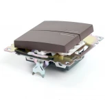 Выключатель двухклавишный с подсветкой (коричневый) Stekker Катрин 49021