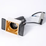 Точечный встраиваемый светодиодный светильник, квадратная рамка, золотой отражатель Fiberli 302T75 12130205