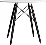 Стол обеденный DOBRIN CHELSEA`80 BLACK (столешница белая, основание черное) 108_BlackBase-TD-LMZL BLACK, цвет столешницы белый, основания черный