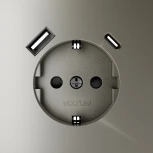 Розетка с заземлением, шторками и USB Type A+С (шелк) Voltum S70 VLS040504