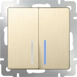 Выключатель двухклавишный с подсветкой (шампань рифленый) Werkel W1120110 (a051414)