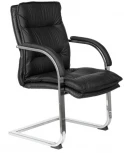 Кресло Бюрократ T-9927SL-LOW-V черный кожа низк.спин. полозья металл хром