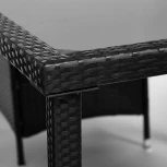 Обеденный сет (стол+4стула) (mod. 210036) черный, ткань: DB-16, серый (пластиковый ротанг, стекло)