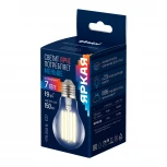 Лампа светодиодная, прозрачная, теплый белый свет 3000K Uniel Яркая A++ LED-A60-7W/3000K/E27/CL GLY01TR
