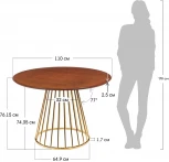 Стол Liverpool диам.110см, шпон орех с золотистыми ножками Bradex Home RF 0439