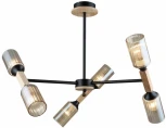 Потолочная люстра на штанге Imex MD.5495-6-S-BK+WOOD