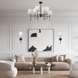 Потолочная люстра Wi-Fi на штанге Eurosvet Notturno 60162/8 черный (220V, управление смартфоном, голосовое управление, умный дом - Minimir Home, Алиса, Маруся, Салют)