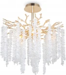Потолочная люстра на штанге Freya Mineral FR1010CL-06G (220V, хрусталь, листья, ветки)
