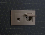 Лицевая панель Ambrella Volt ALFA (Темная бронза матовый) для компьютерной/телефонной розетки RJ-45/RJ-11 QUANT AP6420