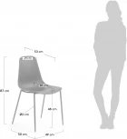 Обеденный стул La Forma (ex Julia Grup) Whatts (Серый/ Металл,Пластик,Полипропилен,Сталь)