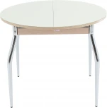 Стол Ривьера СВ D90, Стекло, Дуб выбеленный/Молочный, 5, Аврора