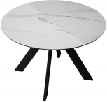 Стол DikLine SKC100 d1000 Керамика Белый мрамор,подстолье черное,опоры черные