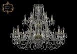 Подвесная большая люстра Art Classic 11.11 11.11.12+6.360.2d.Gd.Sp (220V, хрусталь, на цепи, подсвечник, свеча)