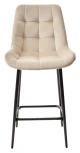 Полубарный стул ХОФМАН, цвет H-06 Бежевый, велюр / черный каркас H=63cm