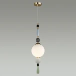 Подвесной светильник Odeon Light Palle 5405/1A золотой/голубой/зеленый/белый матов./металл/керамика/стекло E14 1*40W (220V, подвески, на проводе, шар, бусы)