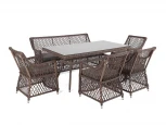 Обеденная группа плетеная на 6 персон, цвет коричневый 4SIS Катания KATS2C4T-6-SET brown
