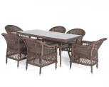 Обеденная группа из искусственного ротанга на 6 персоны, цвет коричневый 4SIS Амароне AmC6T-7-SET brown