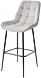 Барный стул ХОФМАН, цвет H-09 Светло-серый, велюр / черный каркас