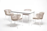 Обеденная группа на 4 персоны со стульями Милан, каркас белый, роуп бежевый 4SIS Малага MAL-CMIL4T1-5-SET beige