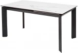 Стол CREMONA 140 HIGH GLOSS STATUARIO Белый мрамор глянцевый, керамика/ черный каркас