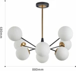 Потолочная люстра на штанге Arte Milano Neapolis-79808 279808/8 BK/GD (220V, шар)