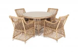 Обеденная группа плетеная, цвет соломенный 4SIS Доппио DOPC4T-5-SET