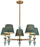 Потолочная люстра на штанге Lumion Vermont 8275/5 латунь/зеленый, металл/керамика/ткань Е14 5*40W 220V