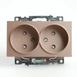 Розетка двойная без заземления со шторками (шампань) Stekker Катрин 39597