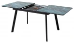 Стол АРУБА 140 АКВАМАРИН, стекло/ ЧЕРНЫЙ каркас