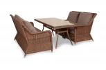 Обеденная группа из искусственного ротанга, цвет коричневый 4SIS Гляссе GS3C2СT-4-SET brown