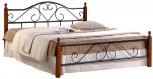 Кровать AT-815 дерево гевея/металл, 140*200 см (Double bed), красный дуб/черный Tetchair AT 5504