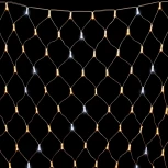 Светодиодная Сеть с Колпачком 2 x 2 м Тепло-Белая с Мерцанием Белого Диода 220В, 256 LED, Провод Прозрачный ПВХ, IP65