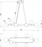 Подвесной светильник Freya Globos FR5222PL-08B1 (220V, на тросе, шарики, молекулы)