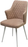 Стул M-City HERMAN 360 град. БЕЖЕВЫЙ #5, велюр / белый каркас