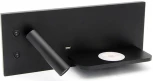 Настенный светильник с полкой Kink Light Норти 08075R,19 черный (правое) с разъёмом USB, беспроводная зарядка (LED, 220V, выключатель)