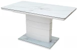 Стеклянный стол M-City ALTA 140 GREY-WHITE MARBLE/ WHITE глазурованное стекло