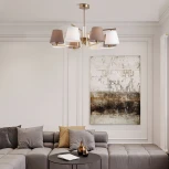 Потолочная люстра Wi-Fi на штанге Eurosvet Ozark 60149/8 латунь (220V, управление смартфоном, голосовое управление, умный дом - Minimir Home, Алиса, Маруся, Салют)