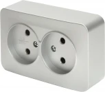 Розетка двойная без заземления (серебро) Stekker София 49327