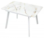 Стол АРУБА 140 нераздвижной АУРУМ, стекло/ БЕЛЫЙ каркас