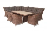 Обеденная группа угловая из искусственного ротанга, цвет коричневый 4SIS Бергамо BS6CT-5-SET brown